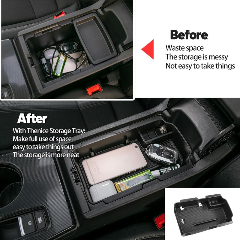 Thenice Center Console Organizer Armrest Box Tray Glovebox Hidden Storage Compartment Compatible with Honda Civic 2022 2023 2024 2025 2026 Accessories -3PCS - Image 2